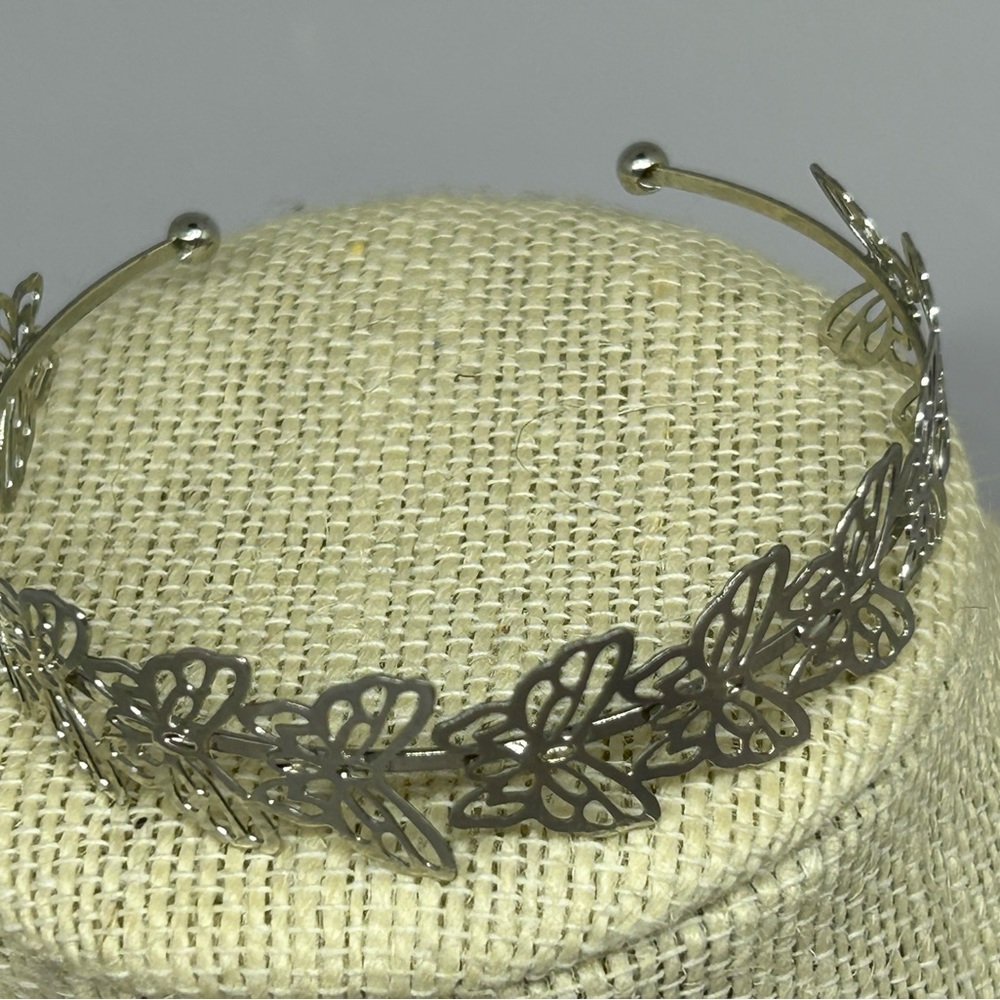 Silvertone Butterfly‎ Bendable Cuff Bracelet